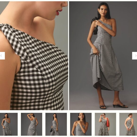 Anthropologie Dresses & Skirts - Donating 2/22 NWT [By Anthropologie] One-Shoulder Gingham Midi Dress